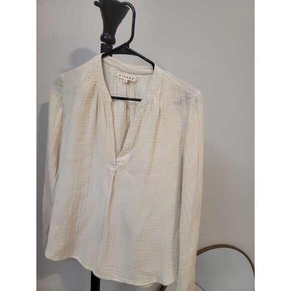 Xirena Gauze Cotton Long Sleeve Peasant Blouse Top Womens Size Small Cream - Picture 2 of 5
